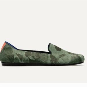 Rothy's Green Camo Knit Flats with Coral Heel Tab